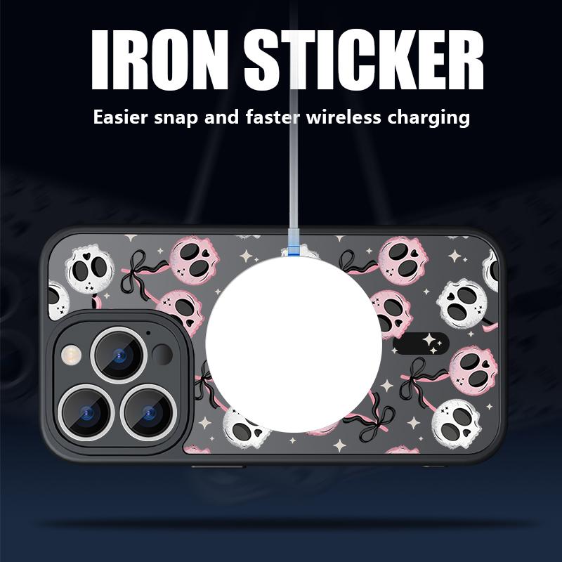 Creative Skull Pattern Magnetic Phone Case For iPhone 17e 17 16 15 14 13 Pro Max 16e 11 For Magsafe Wireless Charge Hard Cover