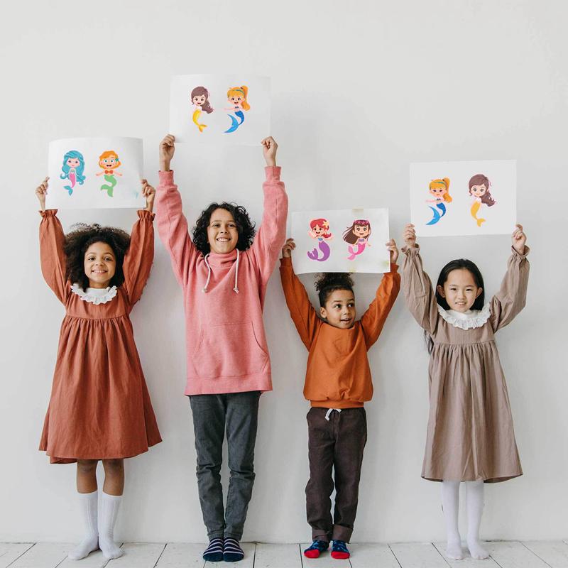 6/12/24 Sheets Little Mermaid DIY Puzzle Stickers Funny Make A Face Assemble Sticker Kids Birthday Party Favors Pinata Filler