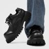 Men's Black derby leather shoes 38-46 Leisure luxury designer style Fashion party Outdoor thick soled height increasing shoes