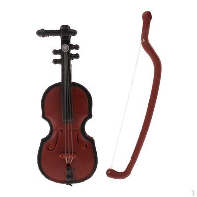 Instrumento musical en miniatura para casa de muñecas, modelo de violín de plástico, figuras, accesorio de juguete