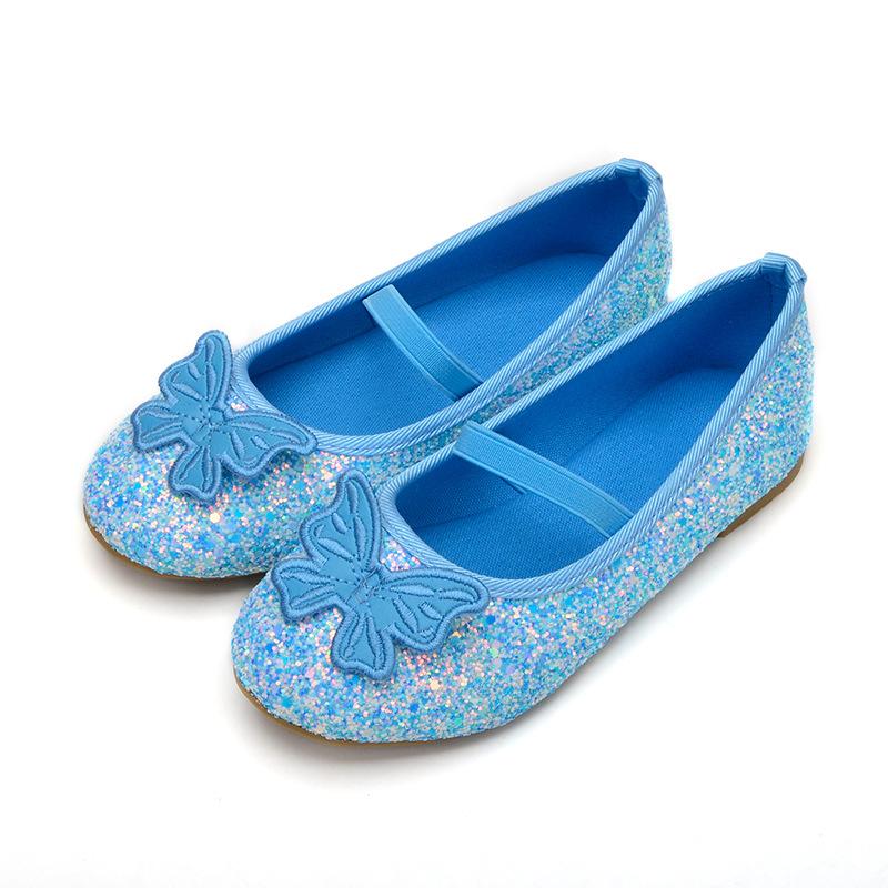 

2025 Туфельки Золушки для одноклассниц, милые туфли для танцев для девочек с блестками и бантом 30