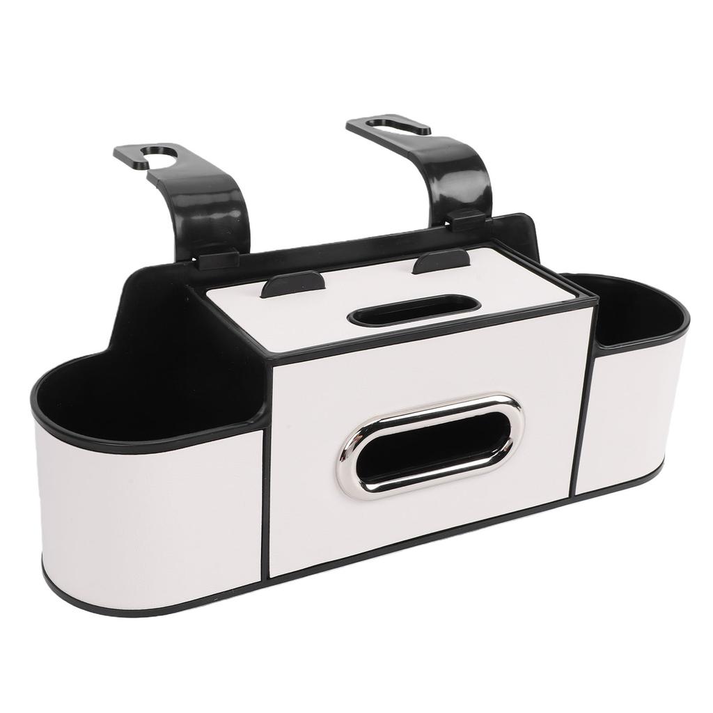 Car Back Seat Organizer with Cup Holder Tissue Dispenser Hooks Multifunctional Seat Back Storage Box for SUV Truck