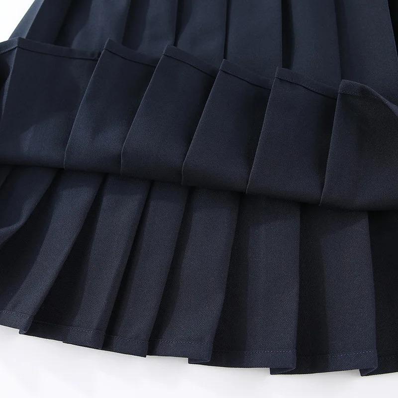 Anti-wrinkle Kids Girls Pleated Skirt Solid Color Midi Length Preppy Style Versatile Casual School Skirt for Girls Daily Wear