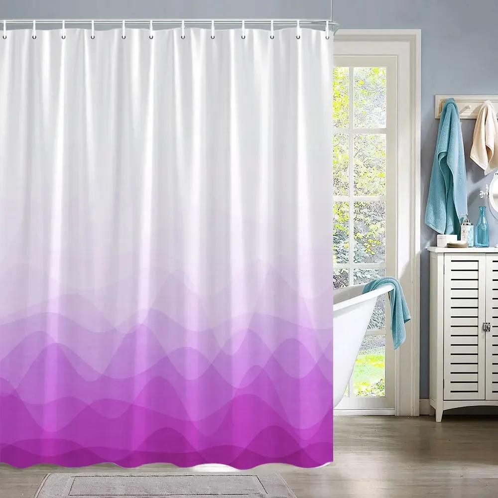 

Colourful Gradient Minimalist Bathroom Curtains Abstract Geometric Lines Home Bathroom Decor Polyester Washable Shower Curtains W90XH180cm