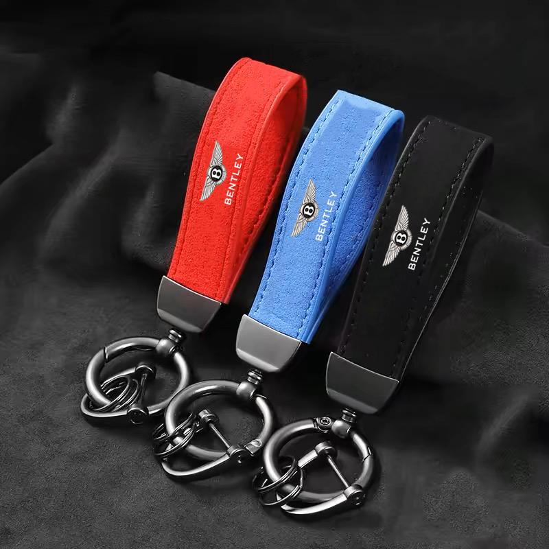 Car Styling Emblem Alloy Keyring for New Bentley Flying Spur Continental GT Bentayga Mulsanne Motorcycle Suede Leather Keychain