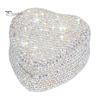 Luxury Jewelry Box Earrings Necklace Compact Travel Case Multipurpose Stylish Organizer Sparkling Rhinestones Heart Shape Personalized