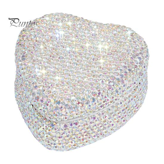 

Серьги, ожерелье, шкатулка, компактный дорожный футляр, многоцелевая, сверкающая, в форме сердца, персонализированная шкатулка для украшений metal