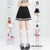 Women Elastic Waist Pleated Mini Skirt Striped Hem High Waist A‑Line Skirt High‑Stretch Spring Summer Fall Half Skirt