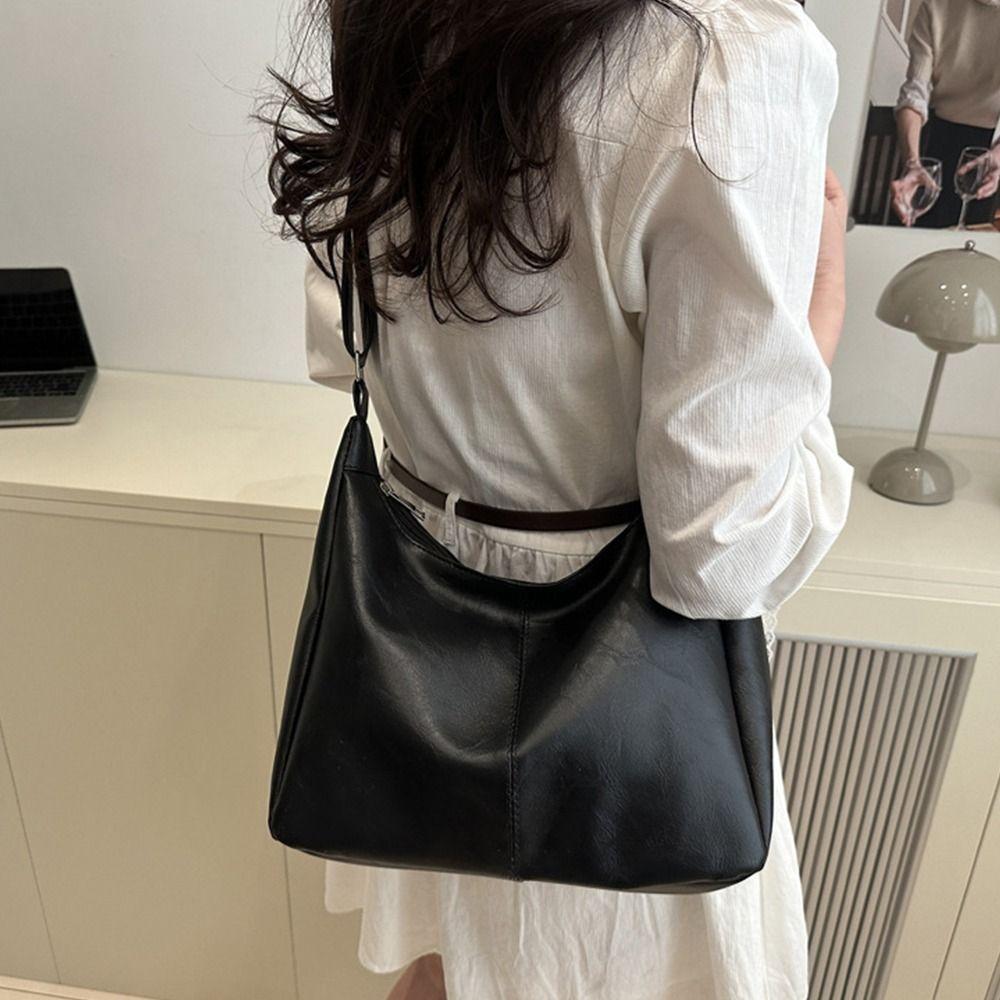 PU Leather Cross Body Bag Solid Color Tote Bag Casual Shoulder Bag  for Lady/Girls