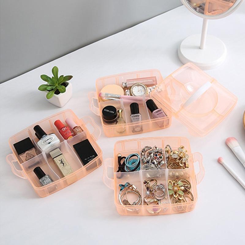 Scatola portaoggetti portatile a tre strati per la casa, Scatola portaoggetti trasparente per gioielli, Scatola portaoggetti per attrezzi da ferramenta, Scatola portaoggetti per giocattoli Lego