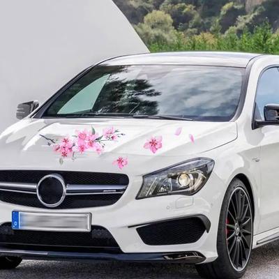 Rosa Kirschblüten-Blumen-Autoaufkleber, Liebe, Auto-Vinyl-Aufkleber, Stoßstangenfenster, für Frauen, Auto-Tuning-Styling