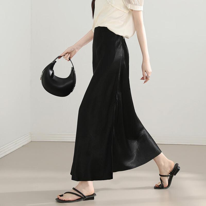 Demana Silky 100% Acetate A-line Midi Skirt