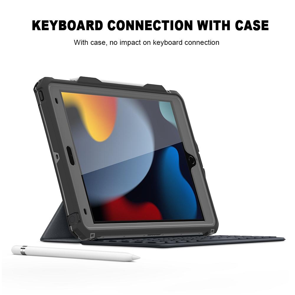 IP68 Waterproof Case Cover for Apple iPad 7 8 9 10.2" with Screen Protector Pencil Holder Water Resistant Kickstand Case w/Strap