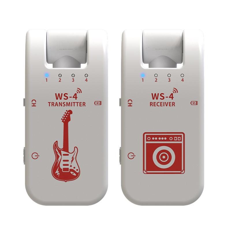 

2.4G Wireless Guitar System - Rechargeable Guitar Transmitter & Receiver For Electric Guitar & Bass, Plug & Play, Low Latency білий
