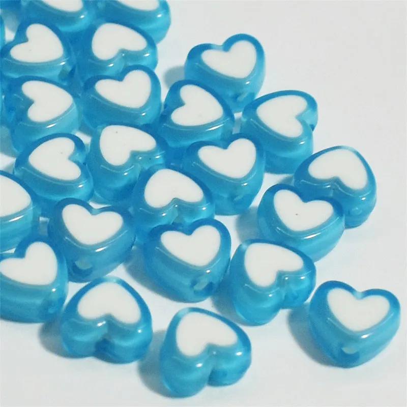 New 50pcs/lot 8x4mm Love Acrylic Bead Loose Spacer Beads for Jewelry Making DIY Handmade Clothing Accessories