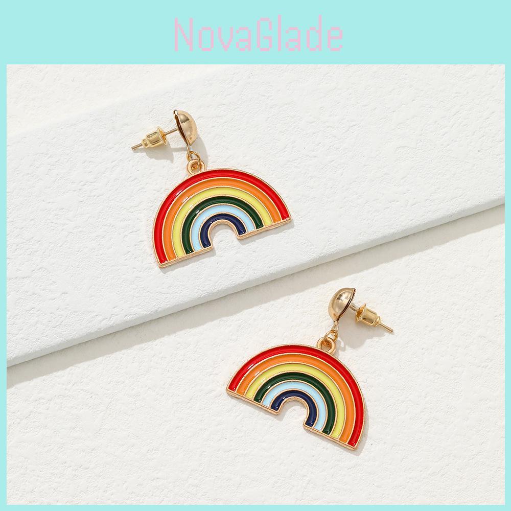 Charming Colorful Rainbow Earrings Geometric Alloy Plated Fun Fashion Jewelry