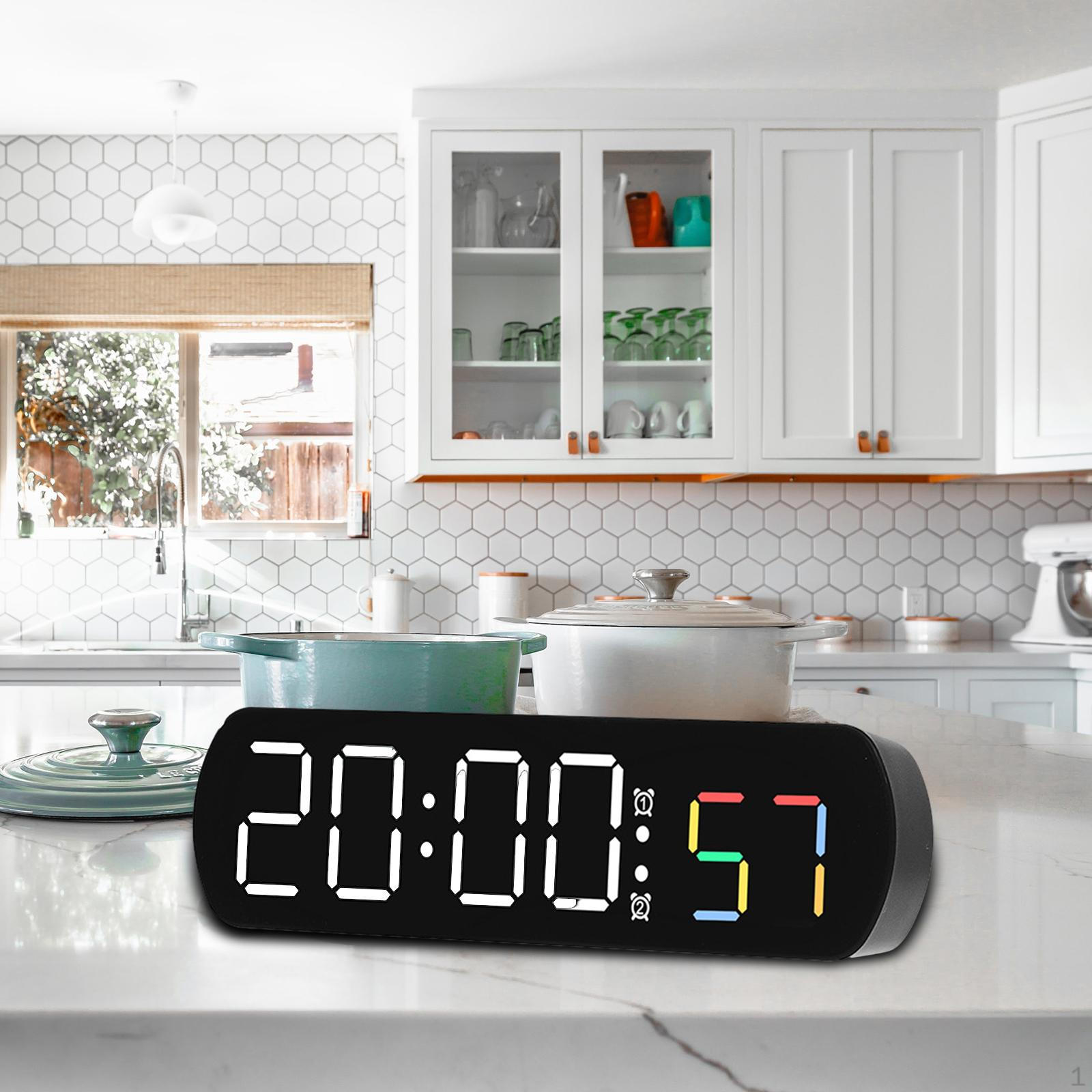 Цифровой Будильник Электронный Настольный Бесшумный Регулируемая Яркость Многофункциональный Настольный Black and White