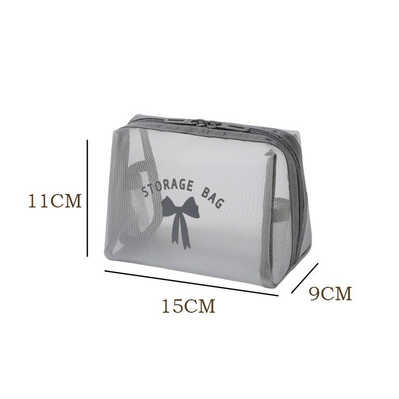 Large Capacity Mesh Cosmetic Bag Translucent Travel Storage Bag Zipper Lightweight Toiletry Bag