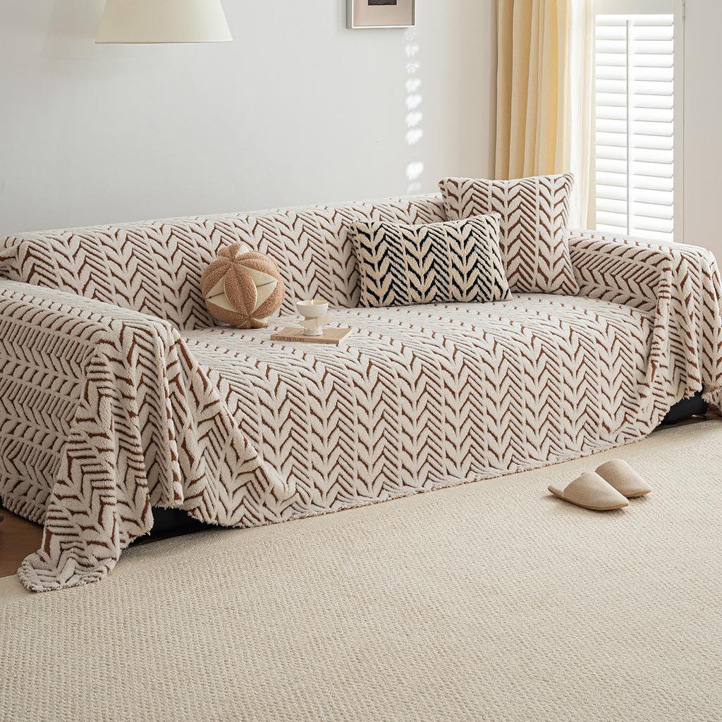 Plush Sofa Cover Blanket - Soft, Cozy Water Ripple Design, Thick Protector for Living Room, Bedroom, Decor, Fits Single to Four-Seater Sofas