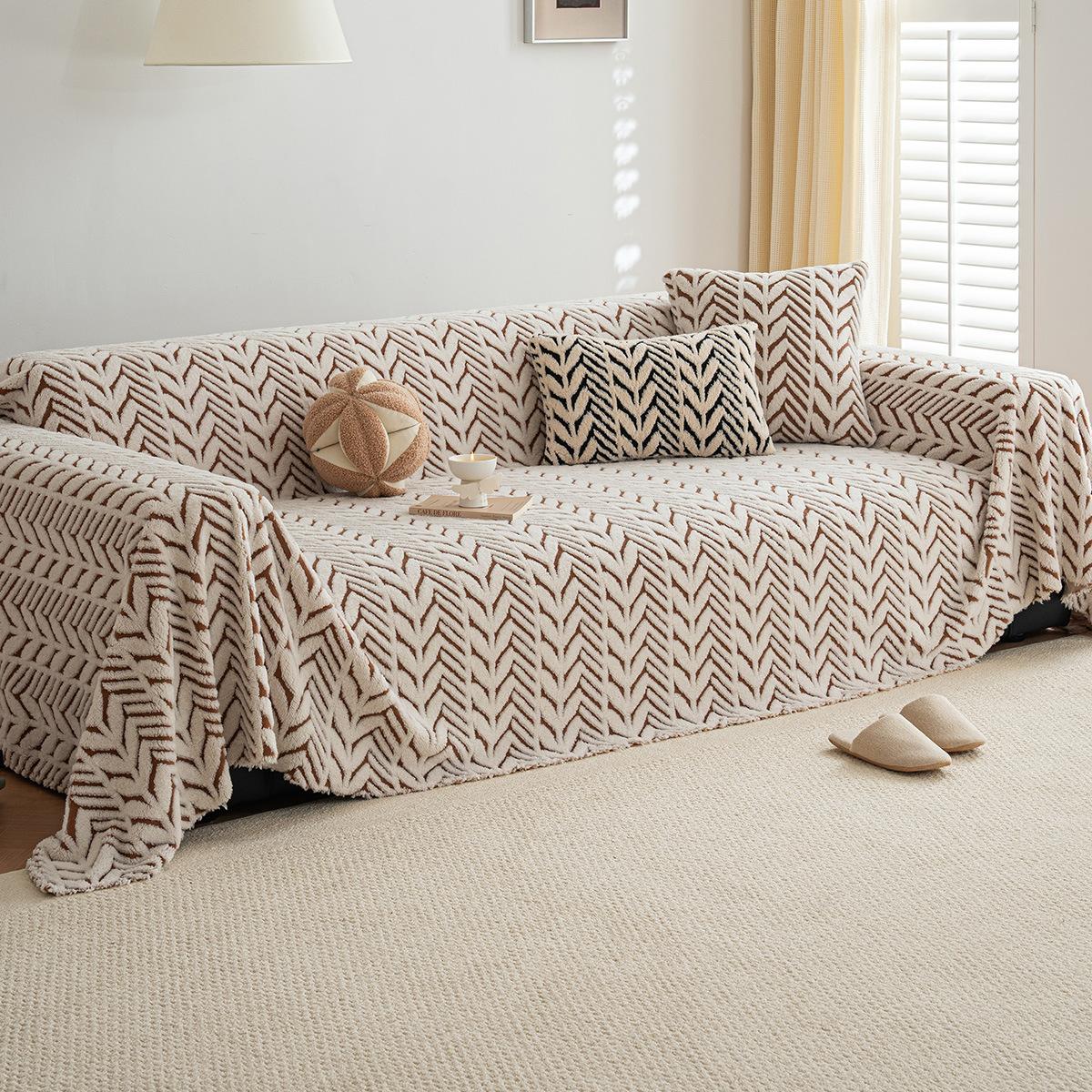 

Плюшевый чехол-плед для дивана - Мягкий, уютный дизайн с волнообразным узором, плотный протектор для гостиной, спальни, декора, подходит для одноместных и четырехместных диванов 180 * 130Cm single pack