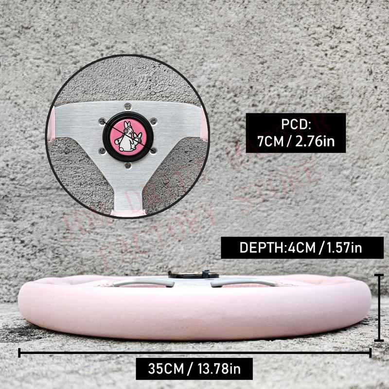 14Inch 350mm JDM Pink Leather Racing Steering Wheel Montecarlo Classic Sports Steering Wheel
