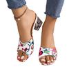 2024 European-American Style Women's Round Toe High Heel Slip-On Graffiti Sandals