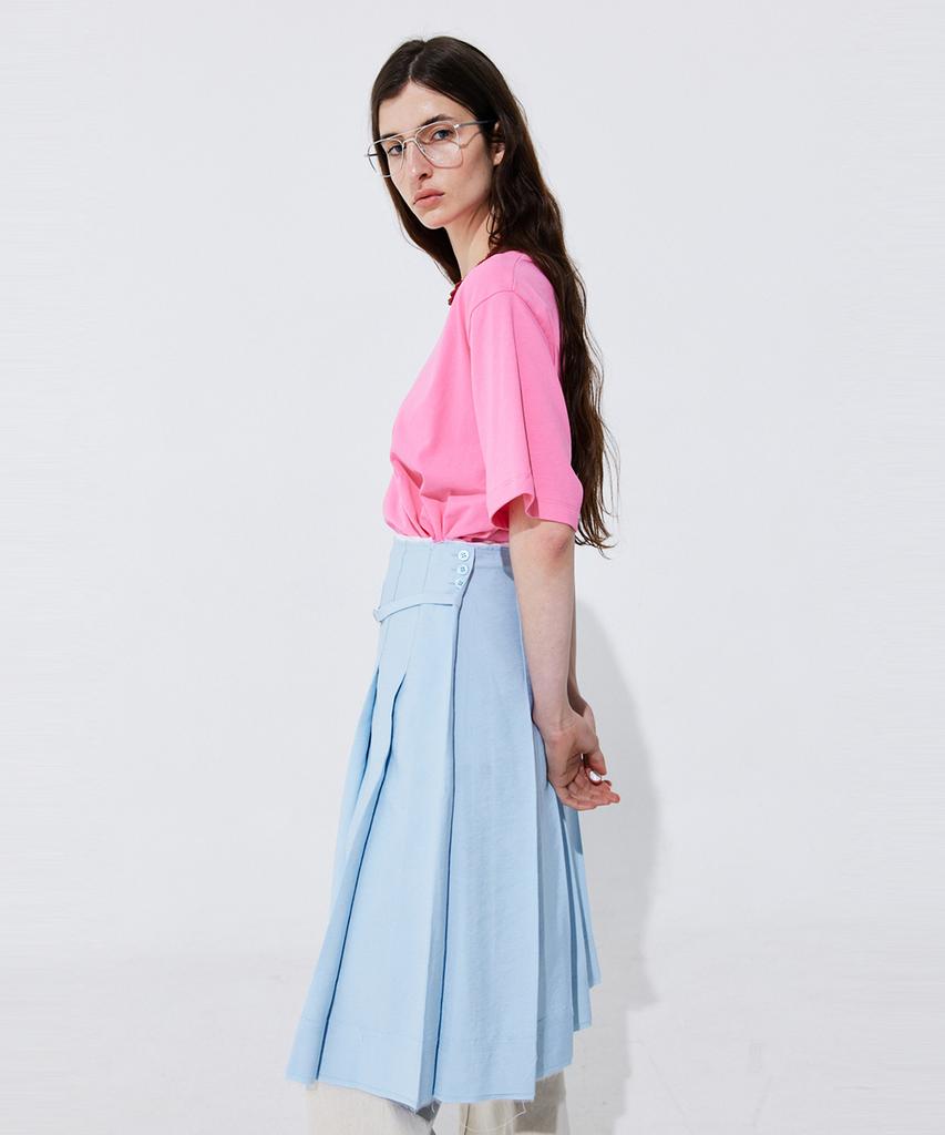 WNDERKAMMER Raw-Cut Pleats Skirt_Light Blue