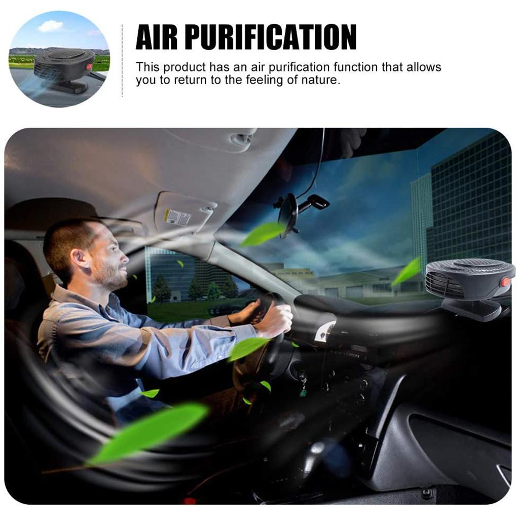 12V Car Heater Demister Two Gear Adjustment Air Outlet Cooling Defroster Rotating Base Low Volume Cars Warmer Vehicle Truck