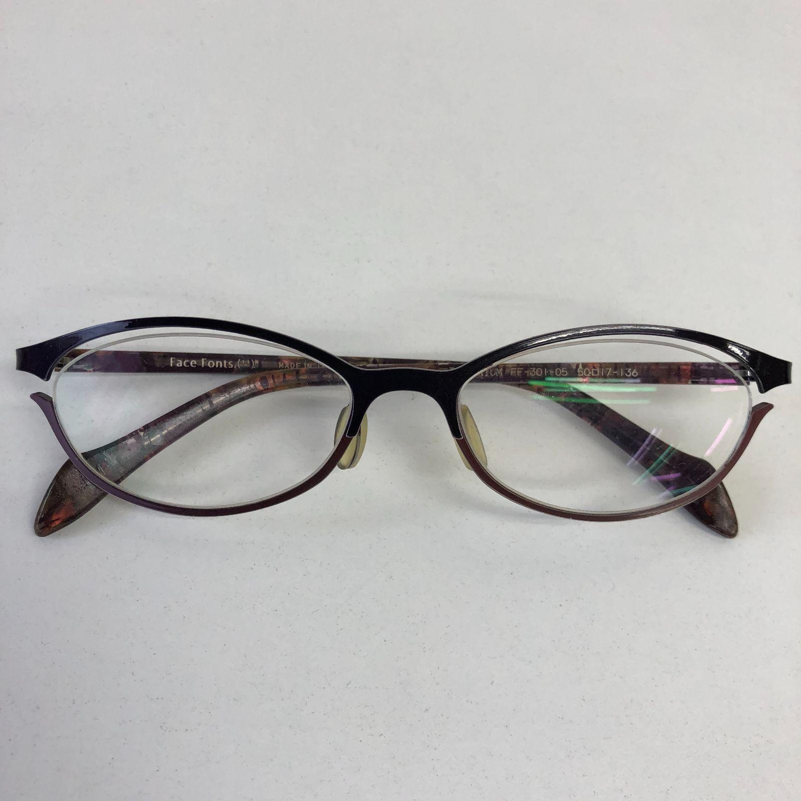 Used Face Fonts Face Font TITANIUM FF-301-05 Glasses Made by JAPAN