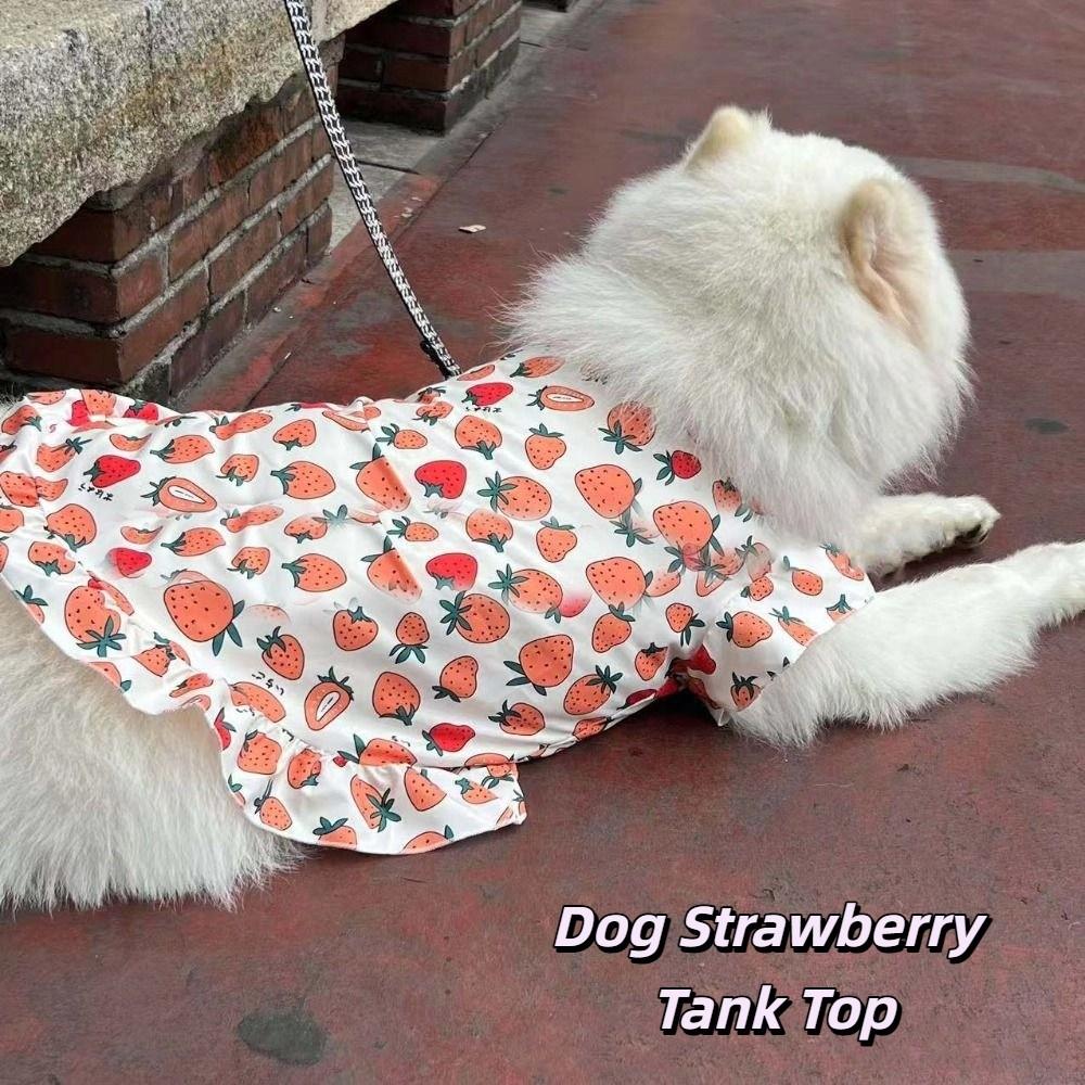 Breathable Dog Costumes Strawberry Print Puppy Cat Clothes Dog Cute Vest Top  For Dogs Puppy Cats