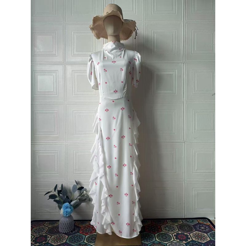 

Fashion Wind New Arrival Fashion Print Shoelace Waist-Tight Dress Lace up Waist Cinching Dress Red S