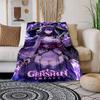 Genshin Impact Soft Plush Sofa Bed Throwing Cartoon  Modern Flannel Blanket Cover Gedruckt Bettdecke Geschenk Picnic Blankets