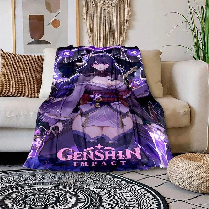 Genshin Impact Měkká plyšová rozkládací pohovka házecí kreslený moderní flanelový povlak na deku Gedruckt Bettdecke Geschenk piknikové deky