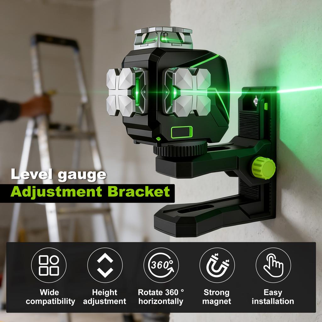 L-förmige magnetische Halterbasis für Laserwasserwaage, Stativständer für Laserwasserwaage mit 1/4''-20 Gewinde, 360° horizontale Drehung, Höhenverstellbar