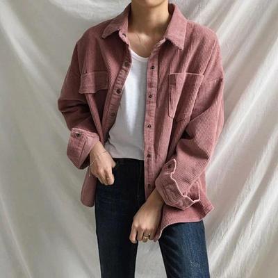 New Harajuku Corduroy Jackets Women Winter Autumn Coats Plus Size Overcoats Female Big Tops Cute Jackets Solid Color Clothing