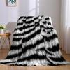 Furry Zebra Print Flannel Blanket Warm Soft Halloween Christmas Couch Warm Cozy Decorative Decor Gift For All Season