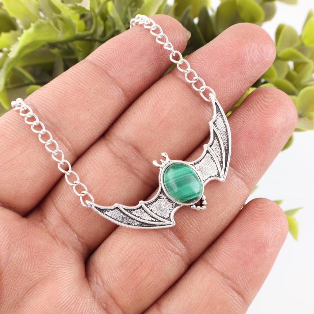 Malachite Pendant, 925 Sterling Silver Chain Pendant, Gift For Women Handmade Pendant Gemstone Jewelry, For Wedding Gift