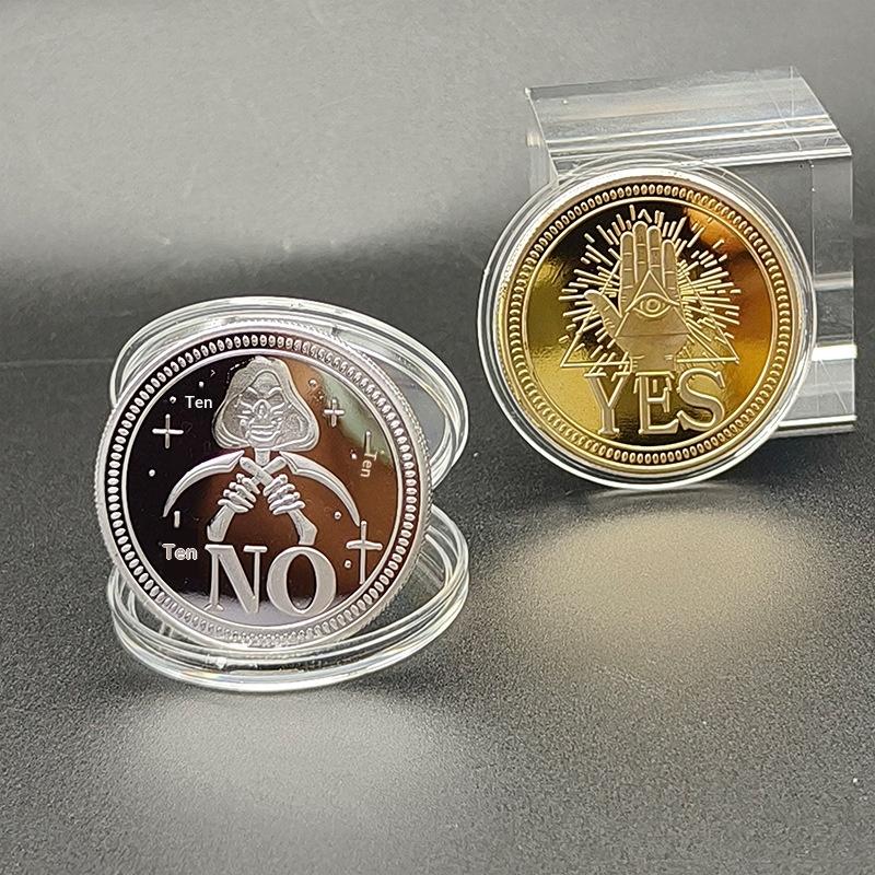1Pcs Souvenir Commemorative Coin Yes Or No Prediction Decision Coin Ouija All-Seeing Eye Or Death Gothic Copper Plated Coin