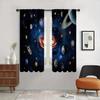 2pcs Astronaut Space Landscape Printed Curtain Privacy Window Drapes Rod Pocket Window Treatments For Bedroom Study Living Room
