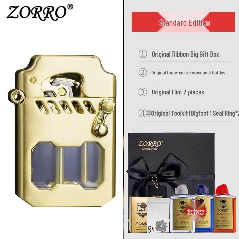 Zorro 786 Cyber Mecha Transparent Oil Tank Semi-automatic Kerosene Lighter