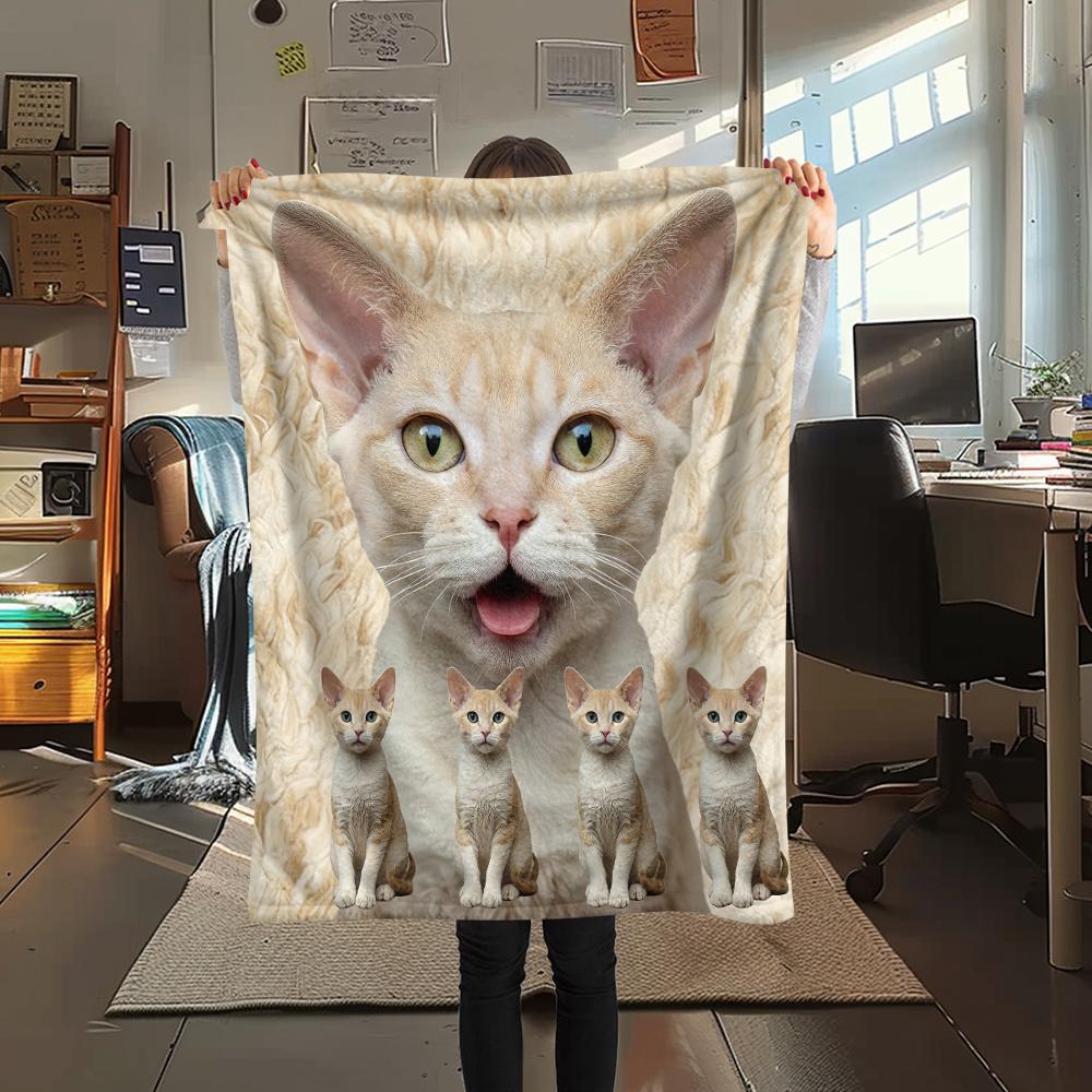 1Pc Cute Yellow Cat Print Flannel Blanket, High quality Comfortable for All Seasons, Home Decor, Warmth and Comfort, Perfect for Gifts