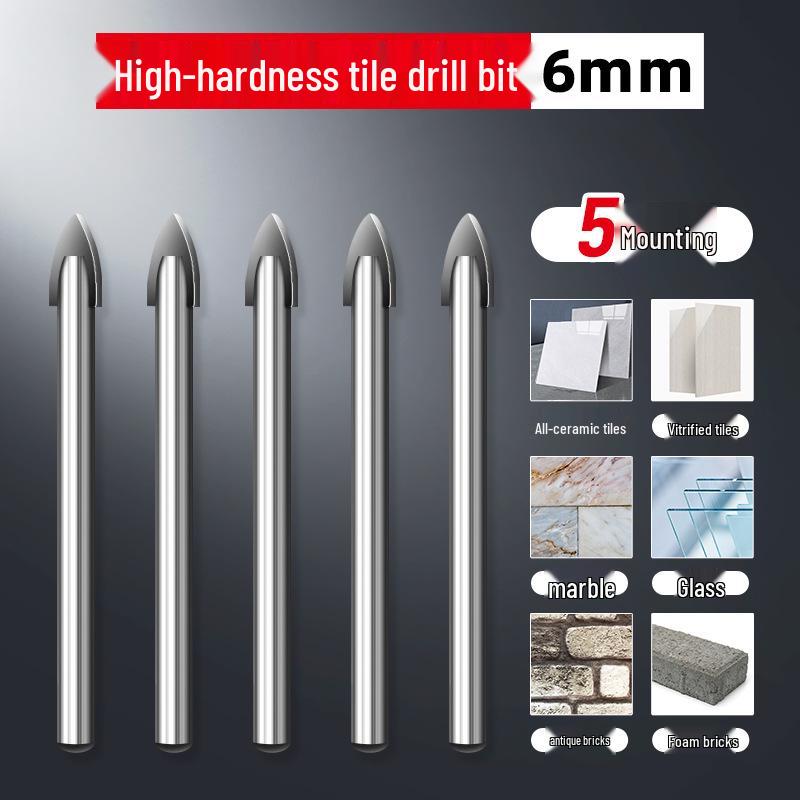6mm Electric Concrete & Glass Drill Bit - Alloy Triangle Design for Precise Hole Punching