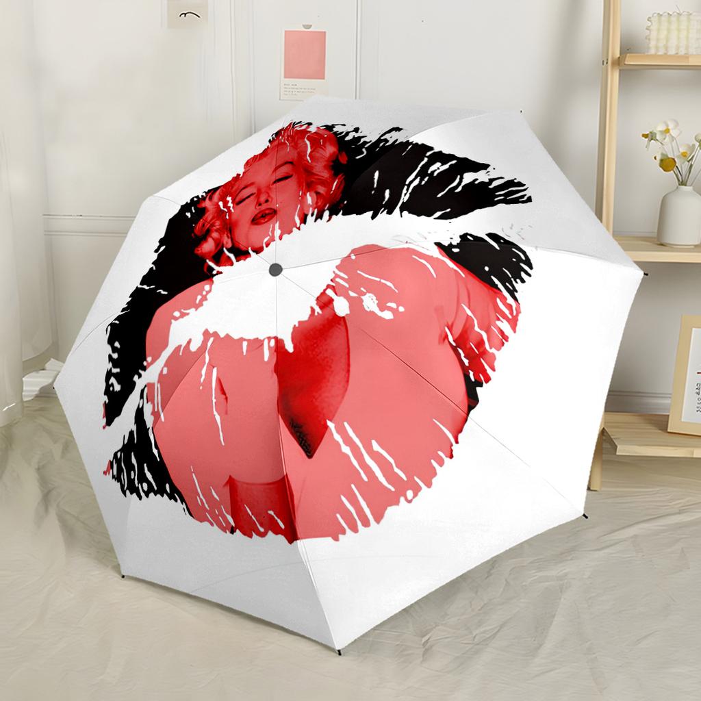 Marilyn Monroe Iconic Style Portable Automatic Umbrella Compact & Durable 8-Rib Design Sturdy Construction Travel Essential Compact Folding Umbrella