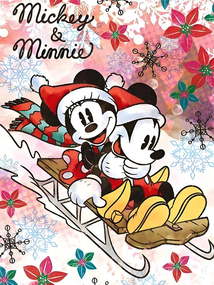 Disney 5D Diamond Painting Dark Mickey and Minnie Decoration DIY Full Diamond Mosaic Inlaid Cross Stitch Set Gift
