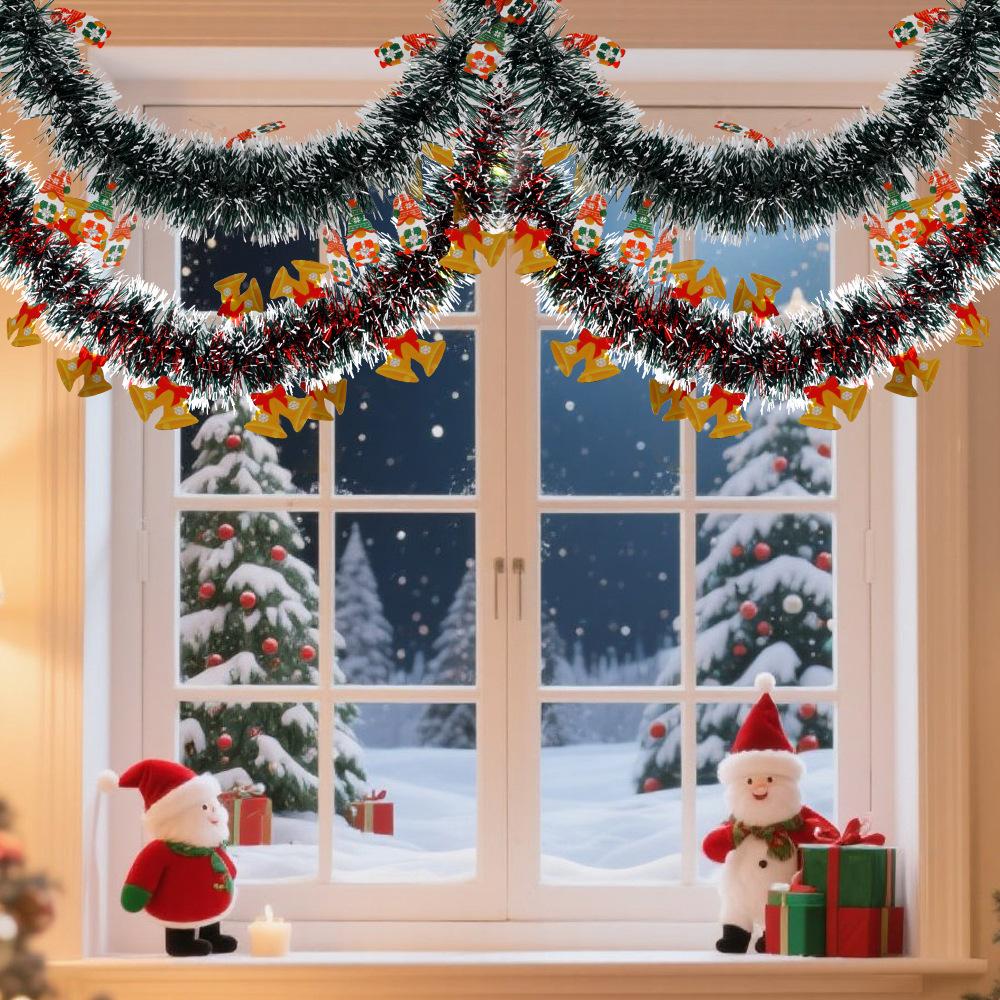 Christmas Ribbon 2m/78.7in, DIY Old Man Bell Wool Top Ornaments Christmas Tree Window Decoration Rudolph Ribbon Pendant Lace