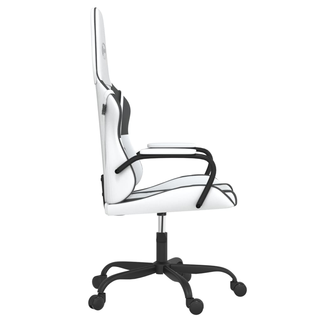 Gaming Chair In White and Black Artificial Leather