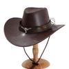 European and American style retro PU leather cowboy hat men's and women's western jazz top hat outdoor cycling camping travel sun hat