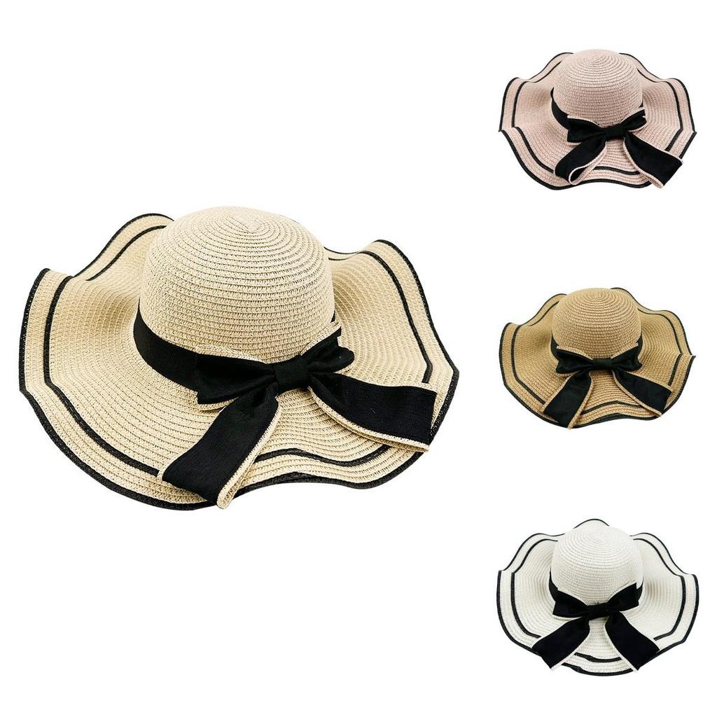 Wave Brim Sun Hat Made Of Straw With Breathable Design For Women Outdoor Activities