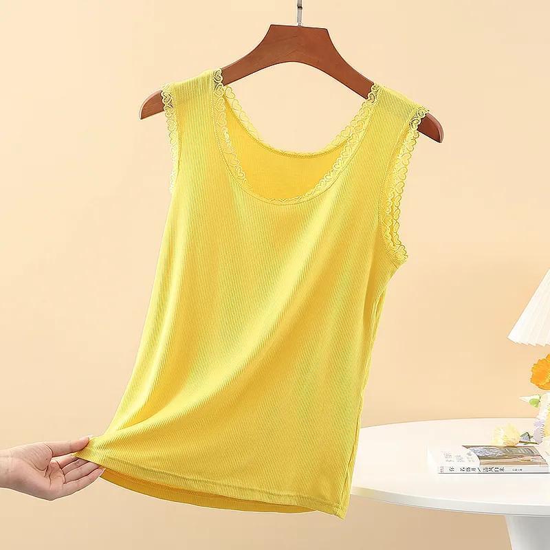 Mo Dai Ice Thread Women's Tank Top with Lace Lace Loose Large Size Slim Fit Fashion Sleeveless Bottom Shirt