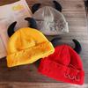 Personality With Devil Horns Winter Knitted Beanie Warm Pin Decoration Distressed Skull Cap Solid Color Funny Dome Hat Unisex